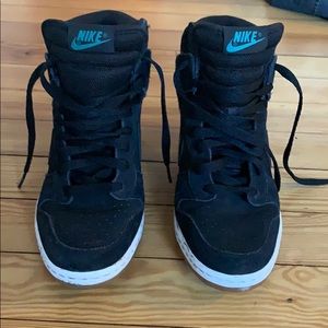 Black Nike hightops size 8 suede